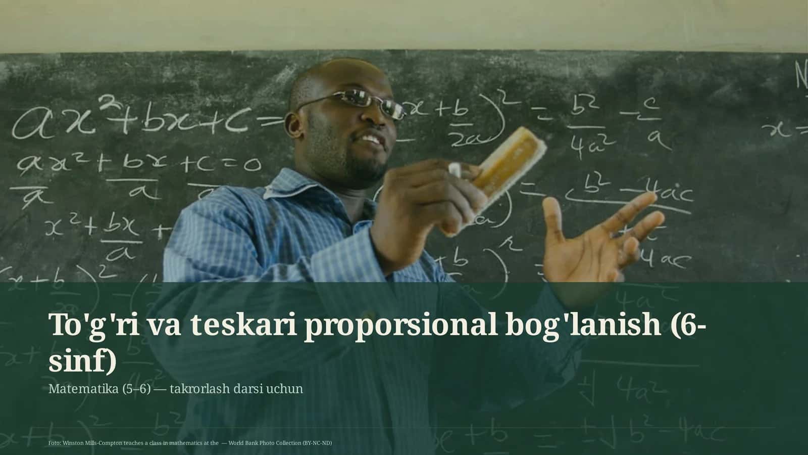 To'g'ri va teskari proporsional bog'lanish (6-sinf)