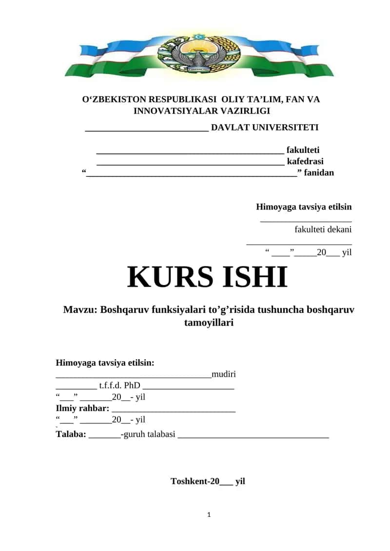 Boshqaruv funksiyalari to’g’risida tushuncha boshqaruv tamoyillari