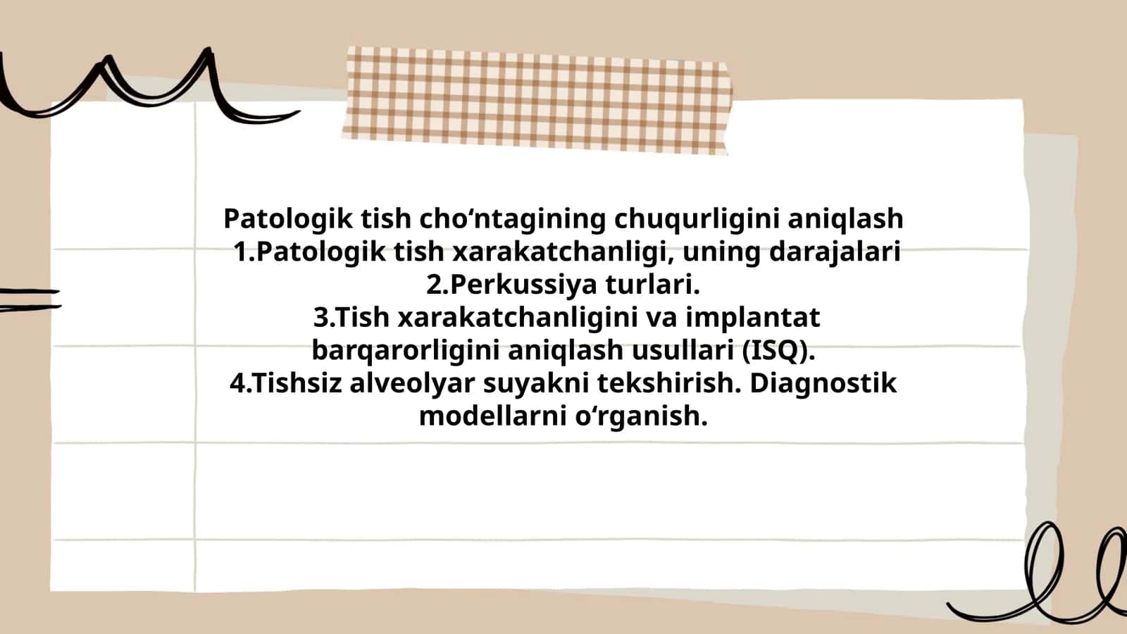 Patologik tish cho‘ntagining chuqurligini aniqlash