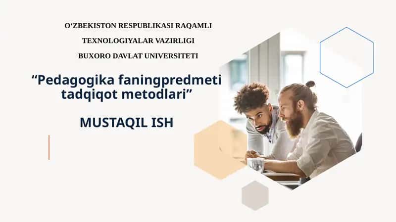 Pedagogika faningpredmeti tadqiqot metodlari mustaqil ish