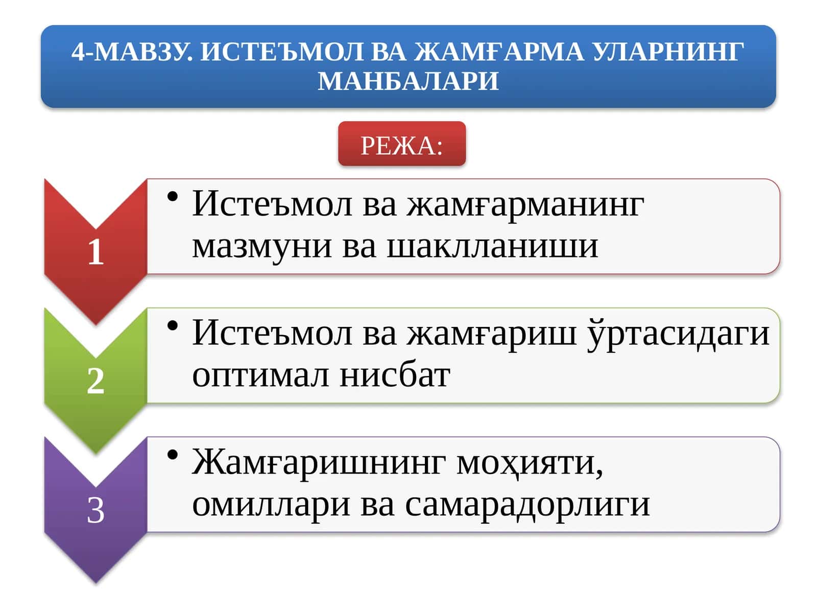 Истеъмол ва жамғарманинг мазмуни ва шаклланиши