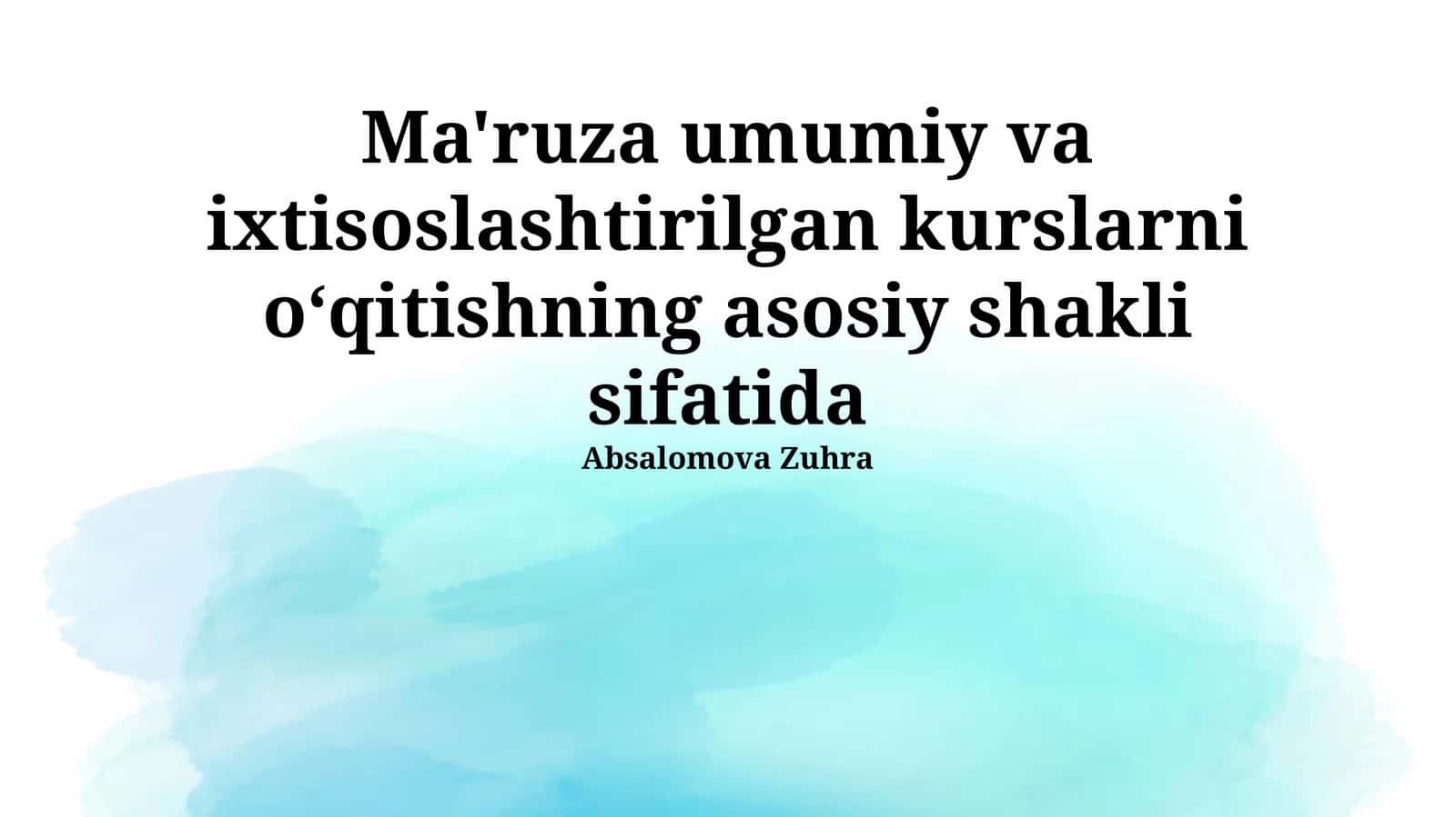 Ma'ruzaning ta'rifi