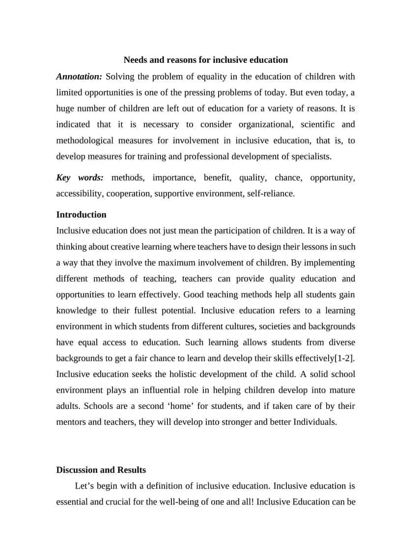 Inclusive Education Methods