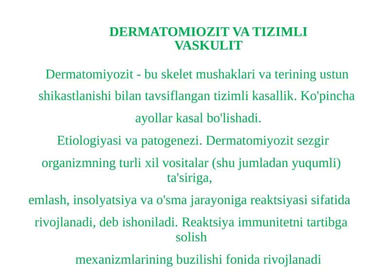 Dermatomiyozit va Tizimli Vaskulit