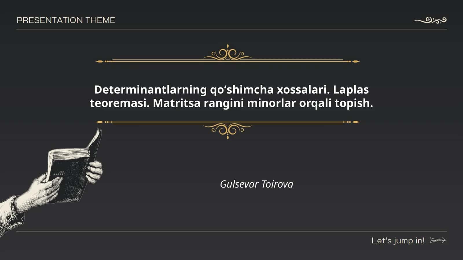 Determinantlarning qoʻshimcha xossalari
