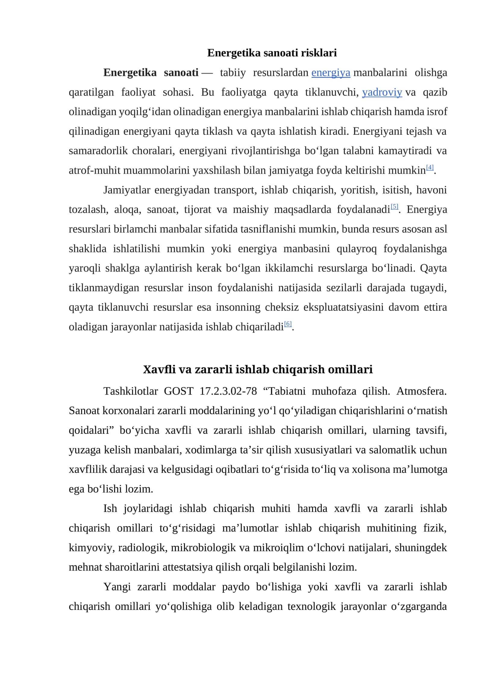 Energetika sanoati risklari