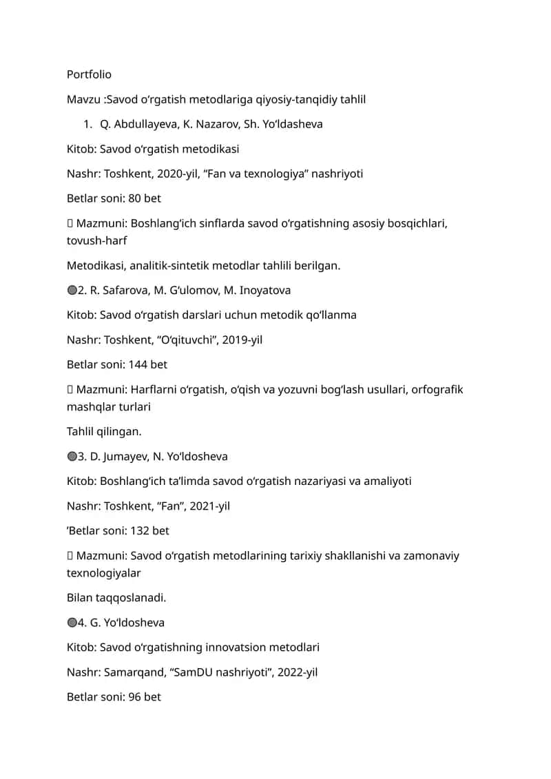 Savod o‘rgatish metodikasi