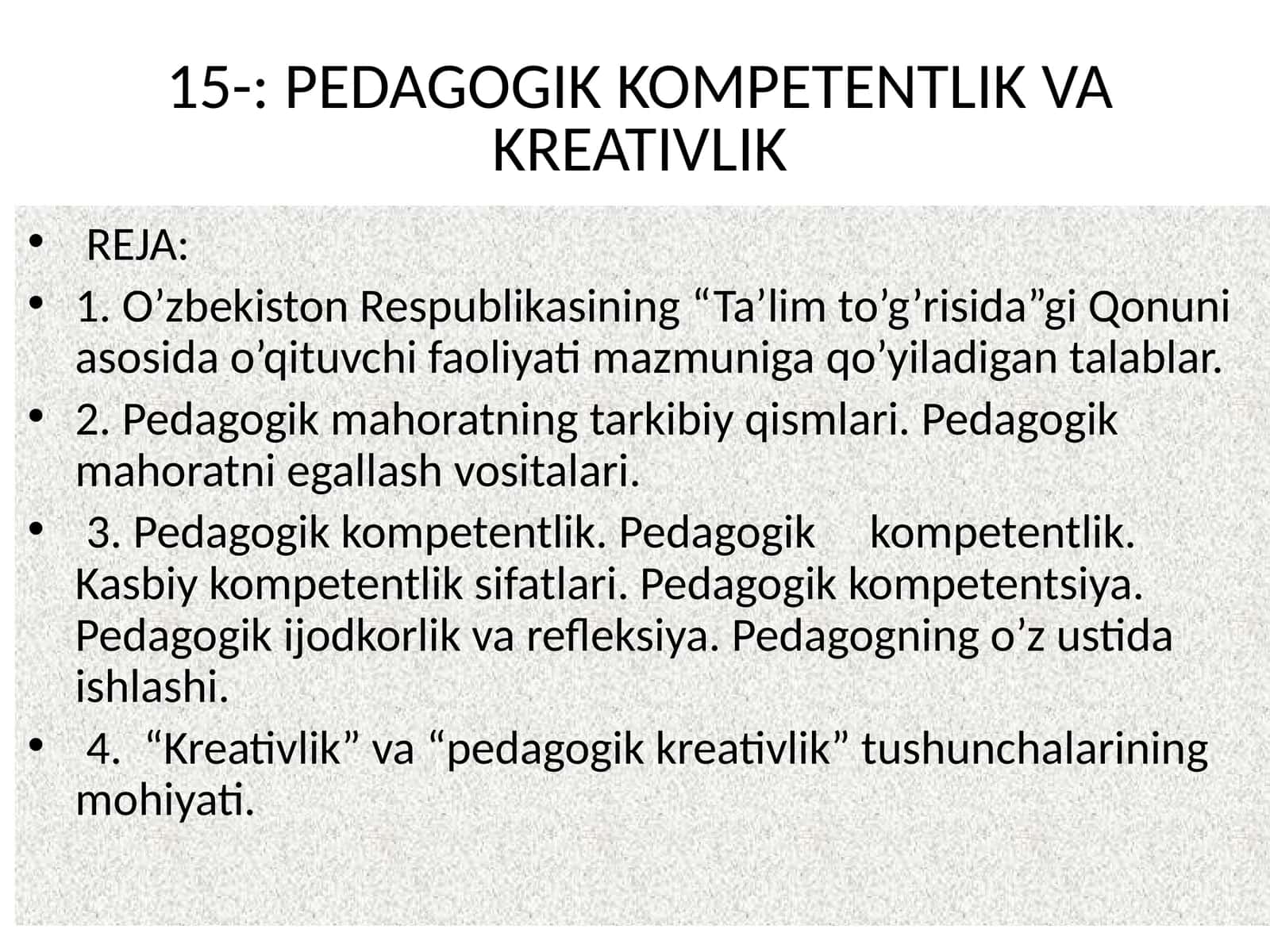 PEDAGOGIK KOMPETENTLIK VA KREATIVLIK