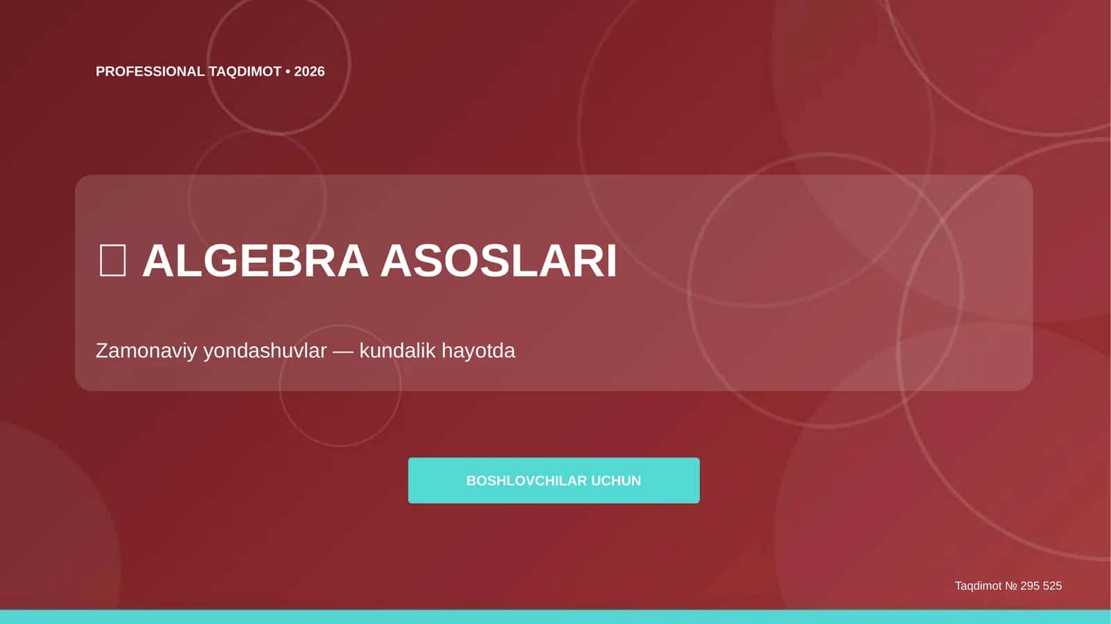 ALGEBRA ASOSLARI