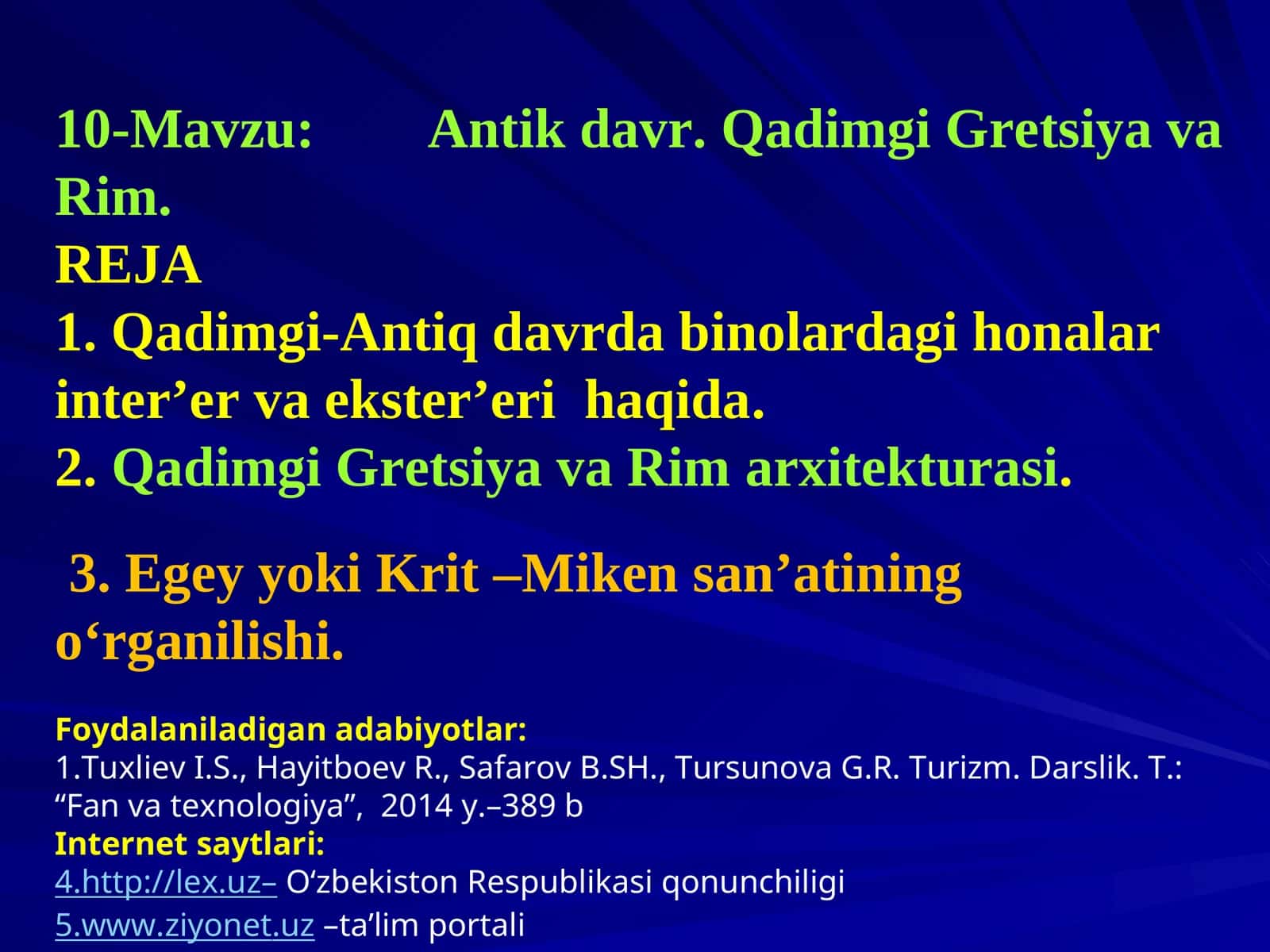 Antik davr. Qadimgi Gretsiya va Rim