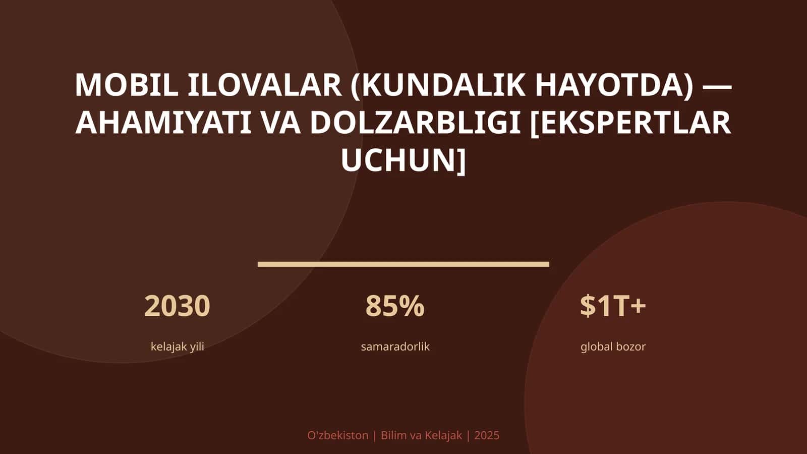MOBIL ILOVALAR (KUNDALIK HAYOTDA) — AHAMIYATI VA DOLZARBLIGI [EKSPERTLAR UCHUN]