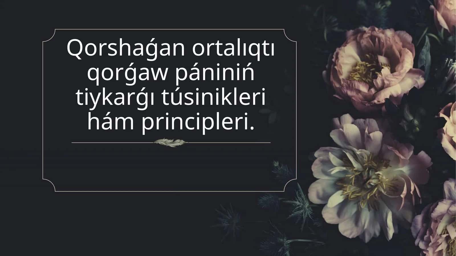 Qorshaǵan ortalıqtı qorǵaw pániniń tiykarǵı túsinikleri hám principleri