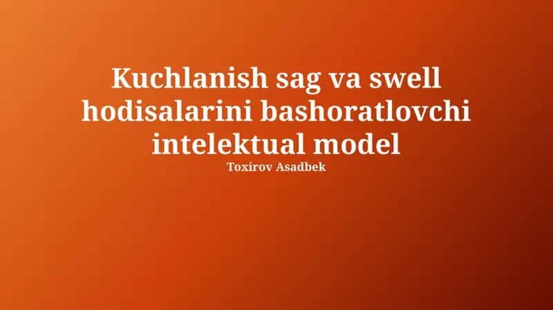 Kuchlanish sag va swell hodisalarini bashoratlovchi intelektual model