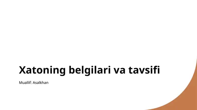 Xatoning belgilari va tavsifi