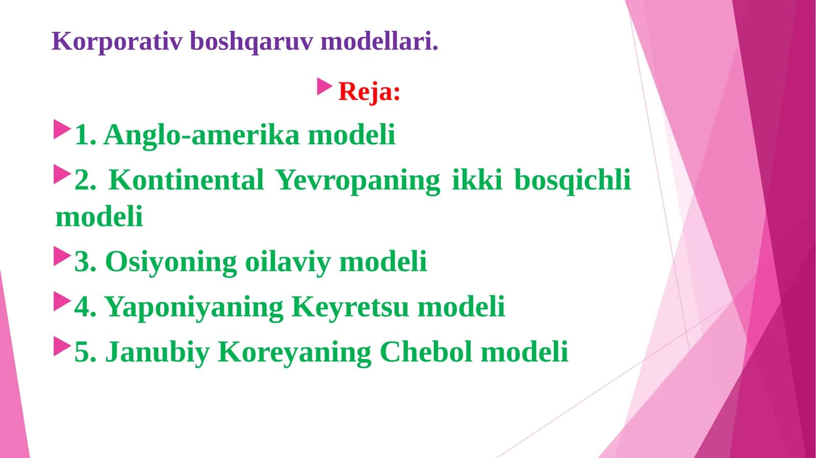 Korporativ boshqaruv modellari