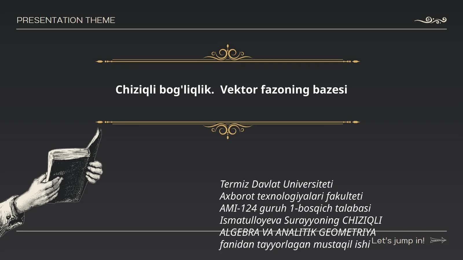 Chiziqli bog'liqlik. Vektor fazoning bazesi
