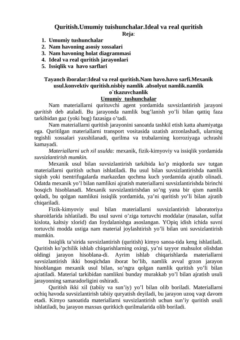Namlikni Quritish