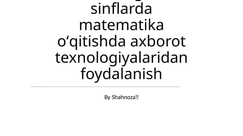 Matematika Dasturiga Texnologiyalarni Integratsiya Qilish