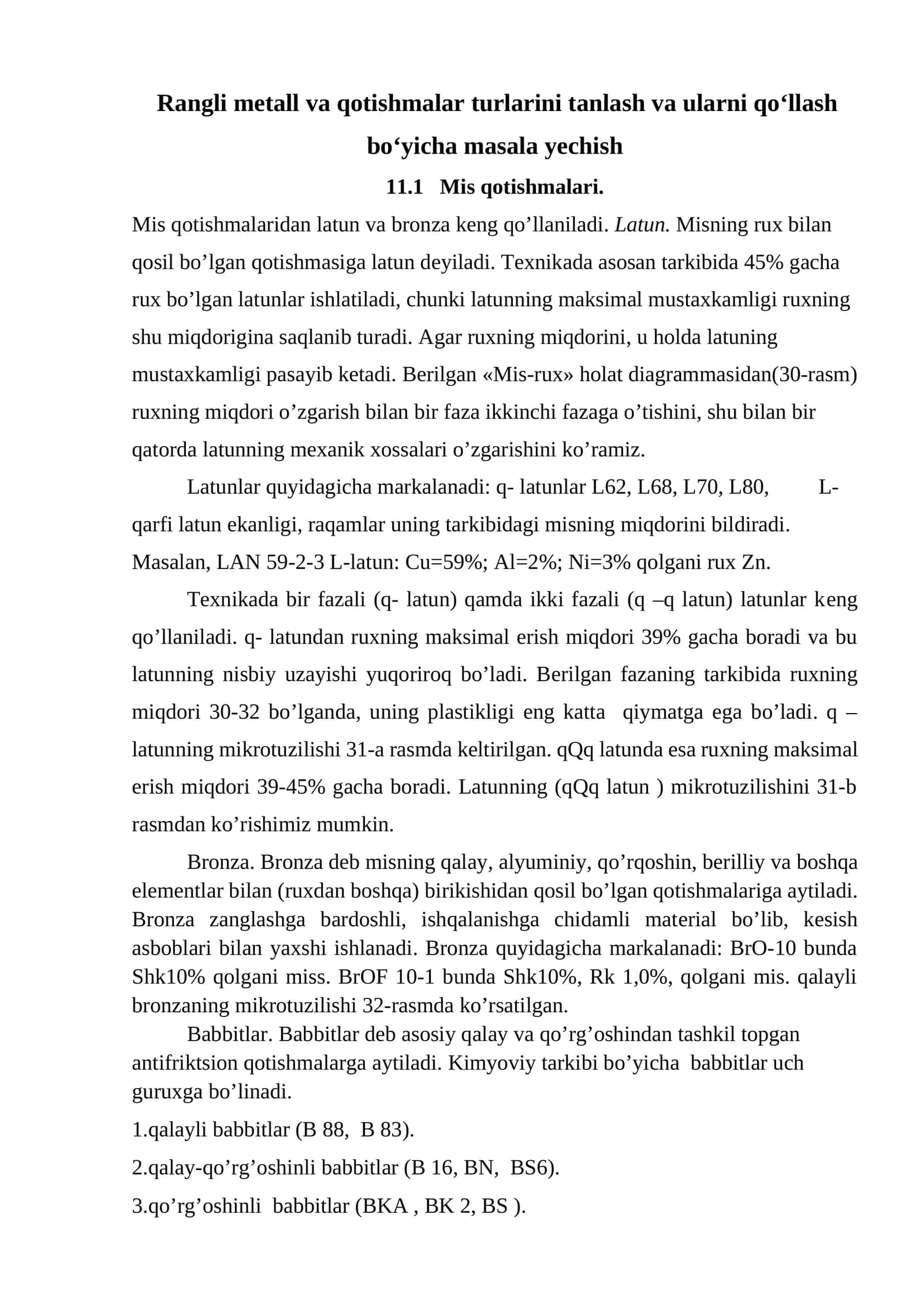 11.1 Mis qotishmalari