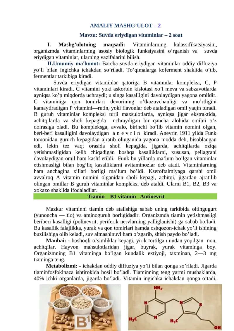Suvda Eriydigan Vitaminlar