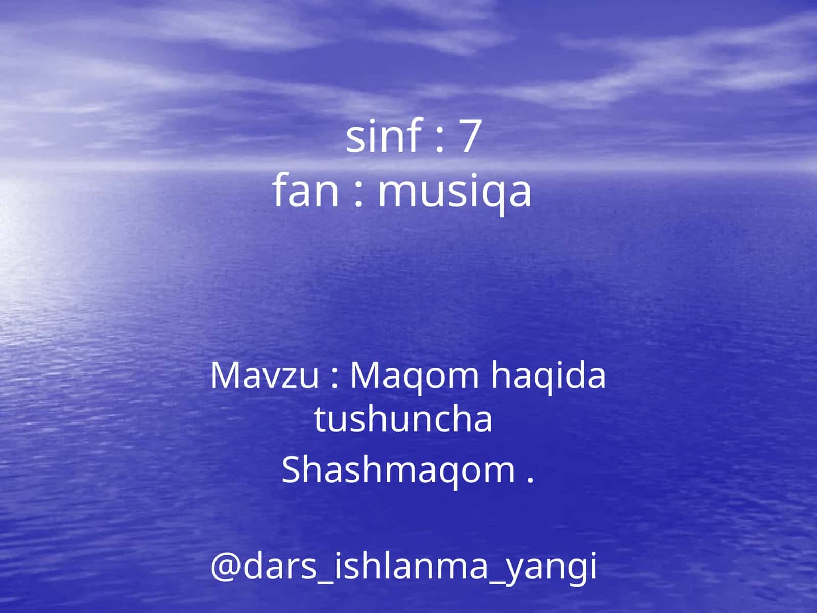 Maqom haqida tushuncha Shashmaqom