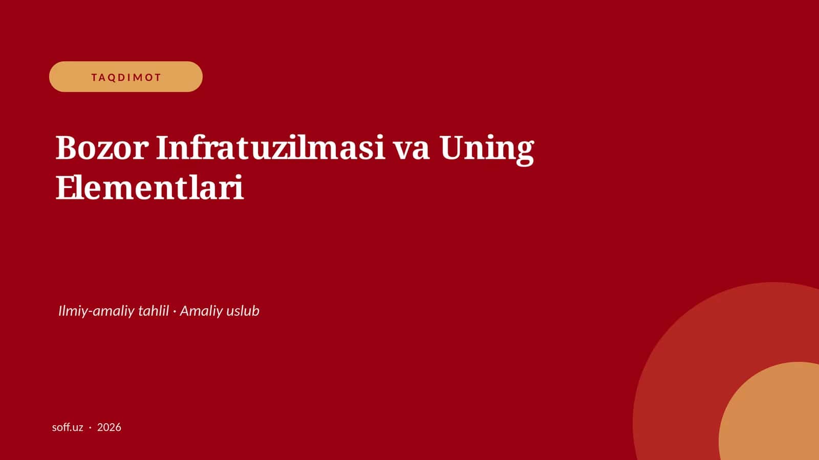 Bozor Infratuzilmasi va Uning Elementlari
