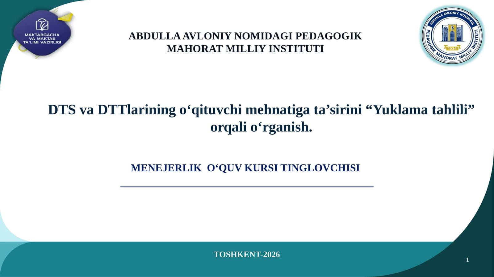 Menejerlik o‘quv kursi tўlovchisi