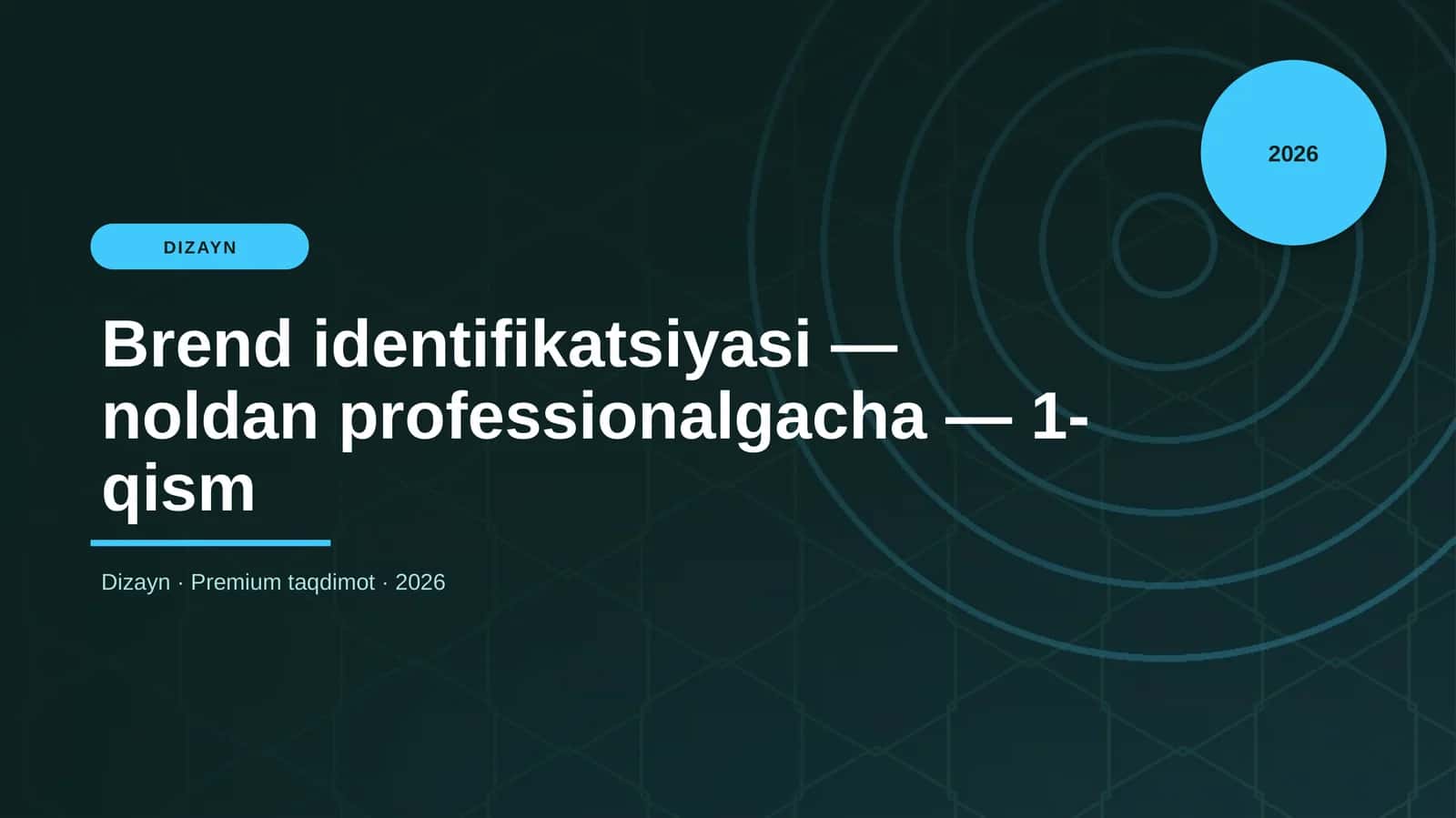 Brend identifikatsiyasi — noldan professionalgacha — 1-qism