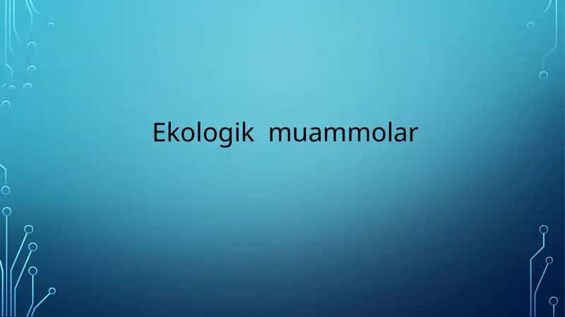 Ekologik innovatsion turizimdasturlari