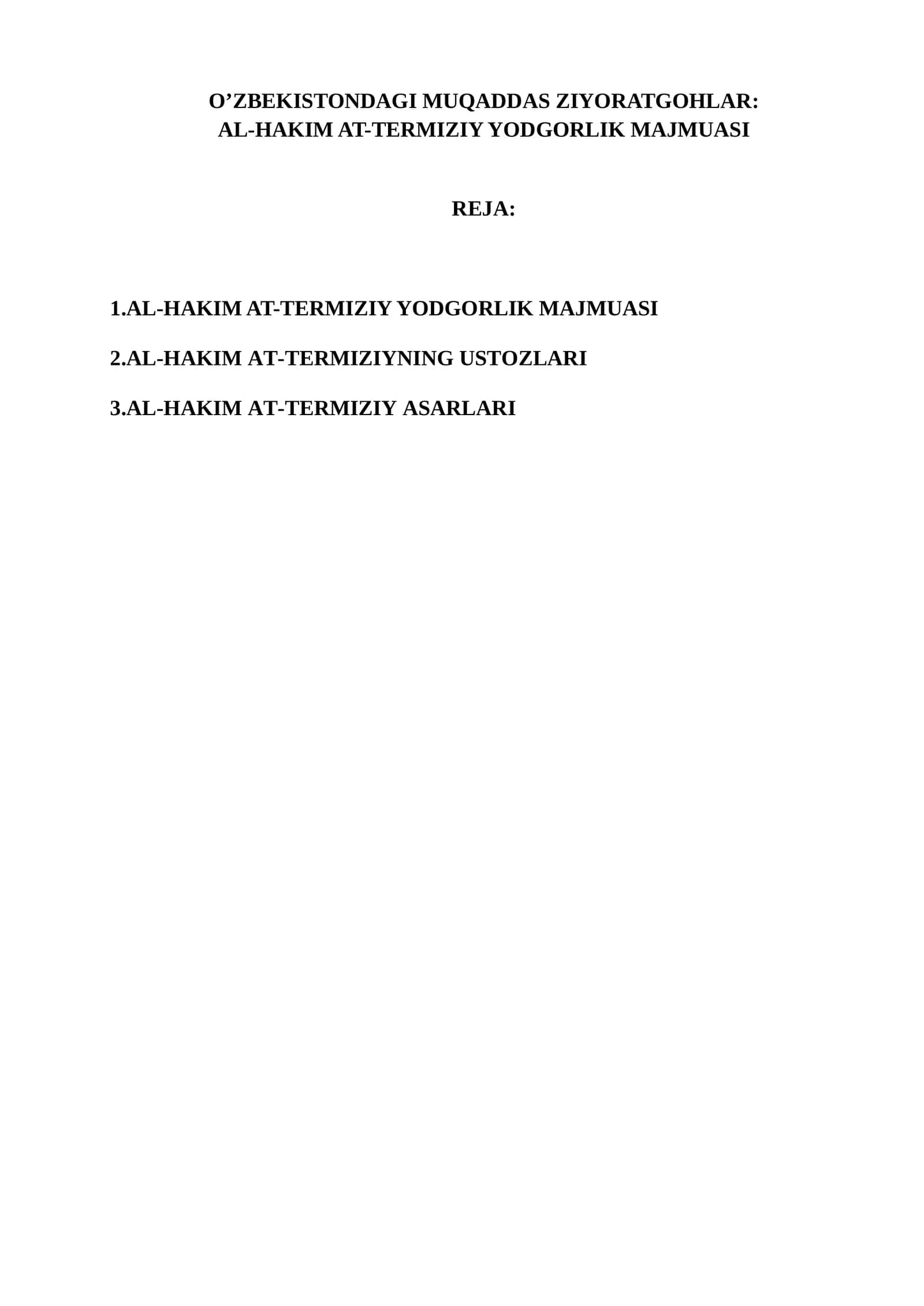 AL-HAKIM AT-TERMIZIY YODGORLIK MAJMUASI