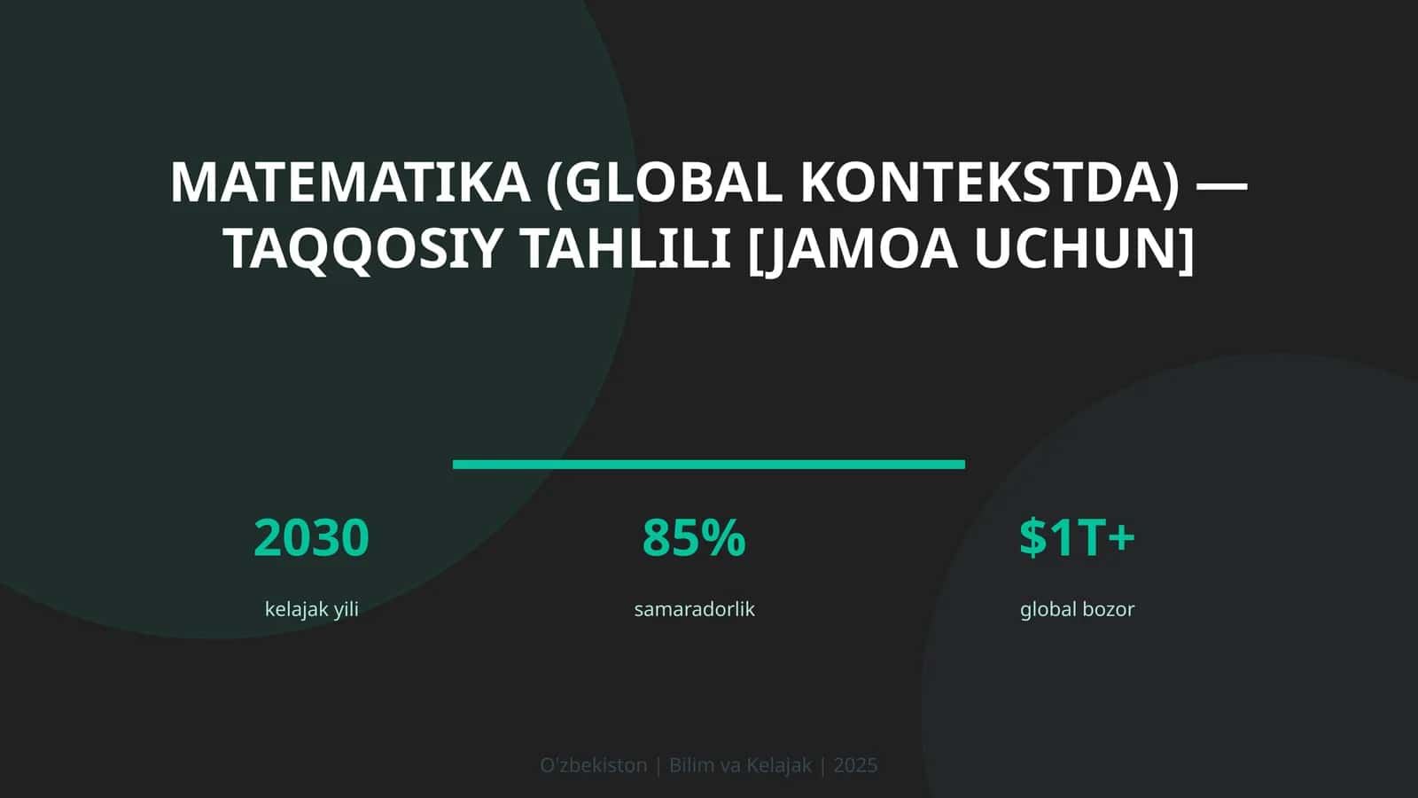 Matematika (GLOBAL KONTEKSTDA) — TAQQOSIY TAHLILI [JAMOA UCHUN]