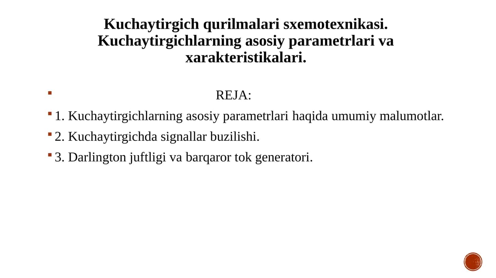 Kuchaytirgich qurilmalar sxematexnikasi