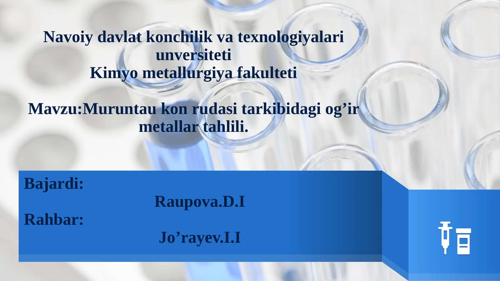 Muruntau kon rudasi tarkibidagi og'ir metallar tahlili