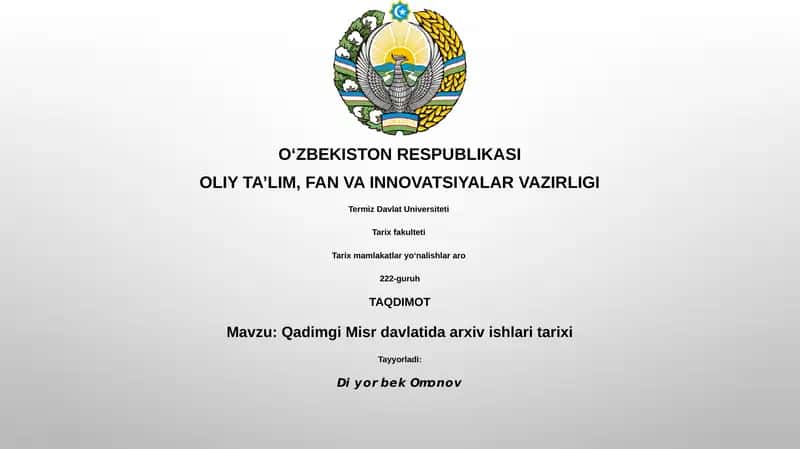 Qadimgi Misr davlatida arxiv ishlari tarixi