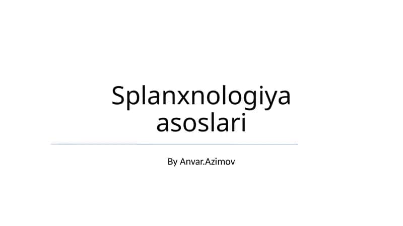 Splanxnologiya asoslari