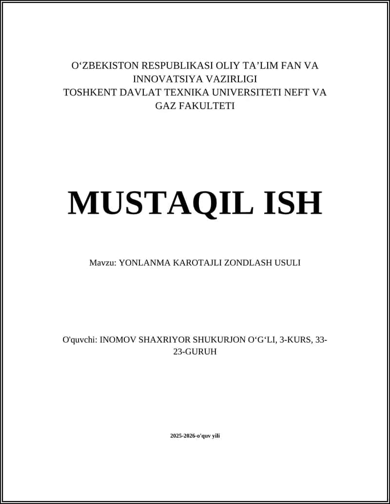 YONLANMA KAROTAJLI ZONDLASH USULI