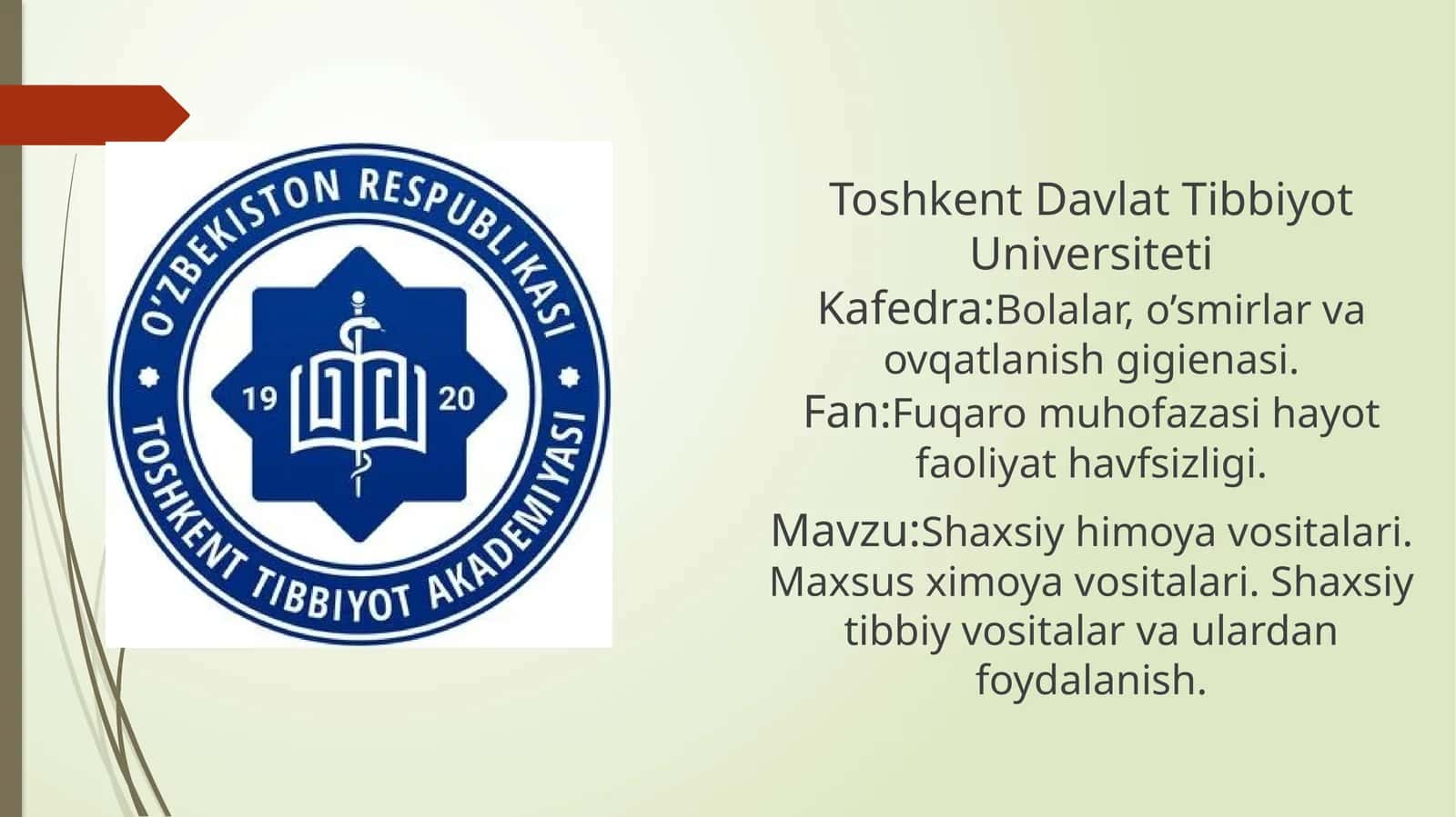 Shaxsiy himoya vositalari. Maxsus himoya vositalari. Shaxsiy tibbiy vositalar va ulardan foydalanish