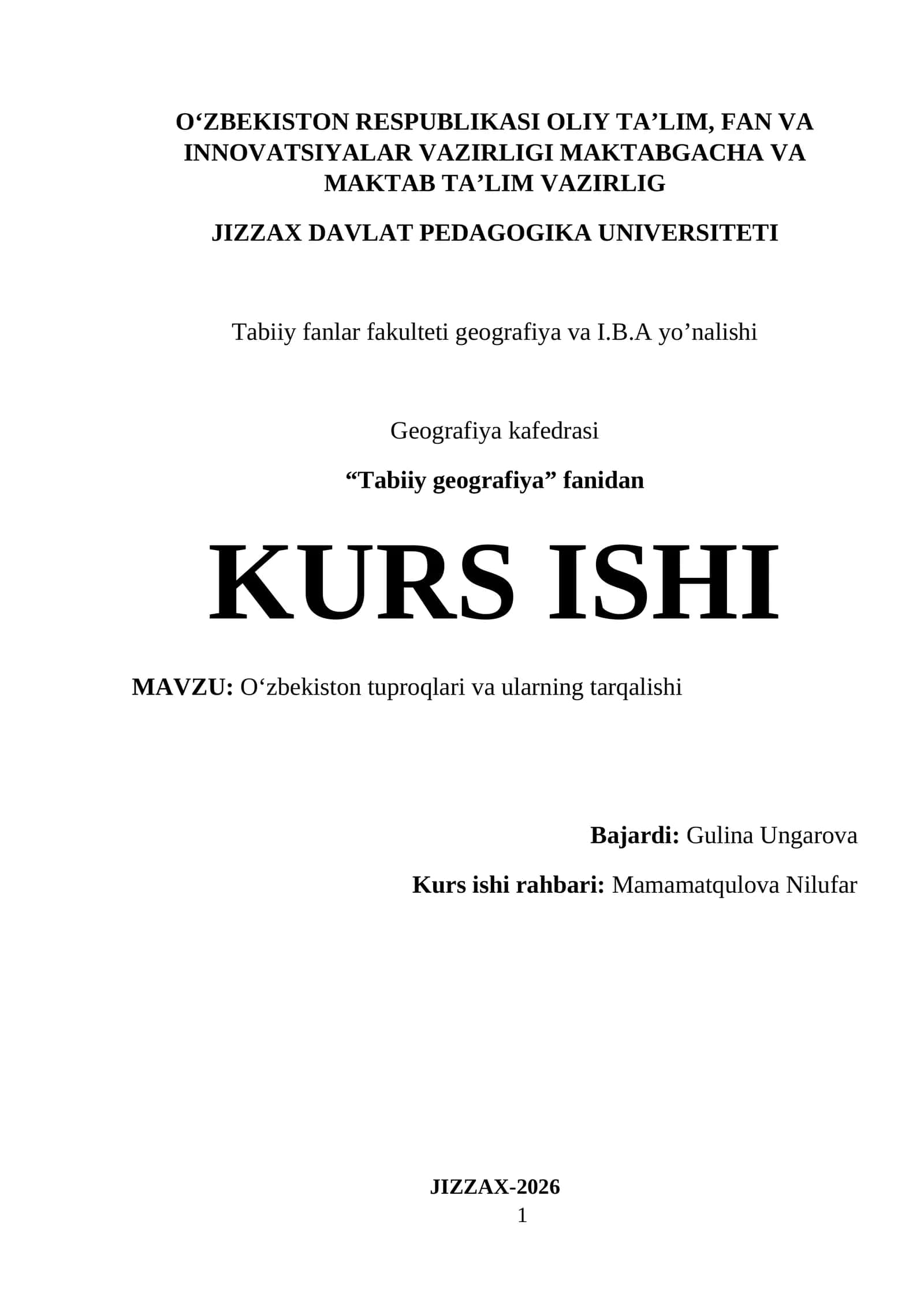 Oʻzbekiston tuproqlari va ularning tarqalishi