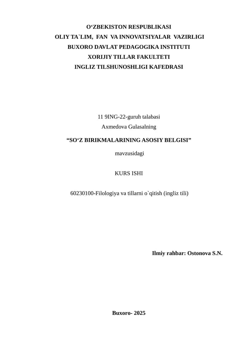 SO‘Z BIRIKMALARINING ASOSIY BELGISI
