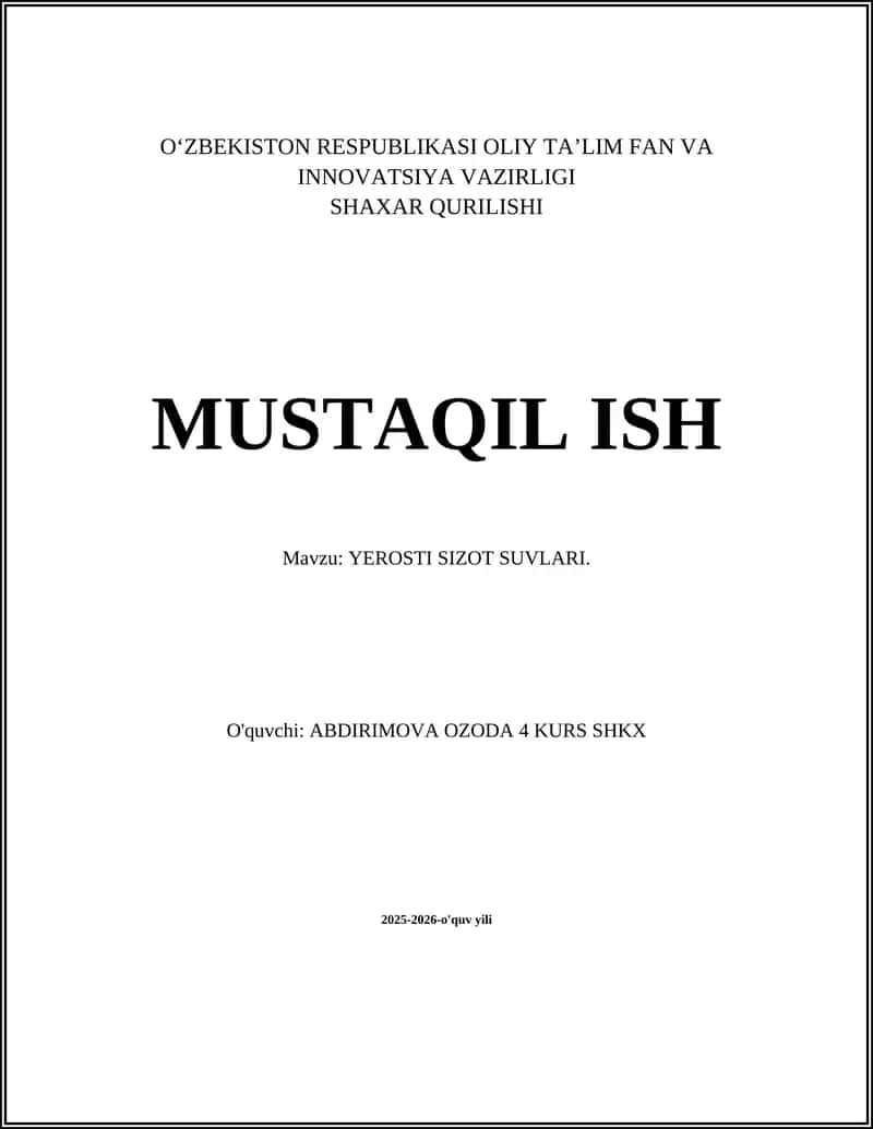 YEROSTI SIZOT SUVLARI