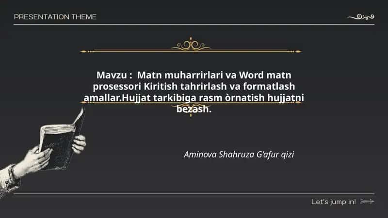 Matn muharrirlari va Word matn prosessori Kiritish tahrirlash va formatlash amallar