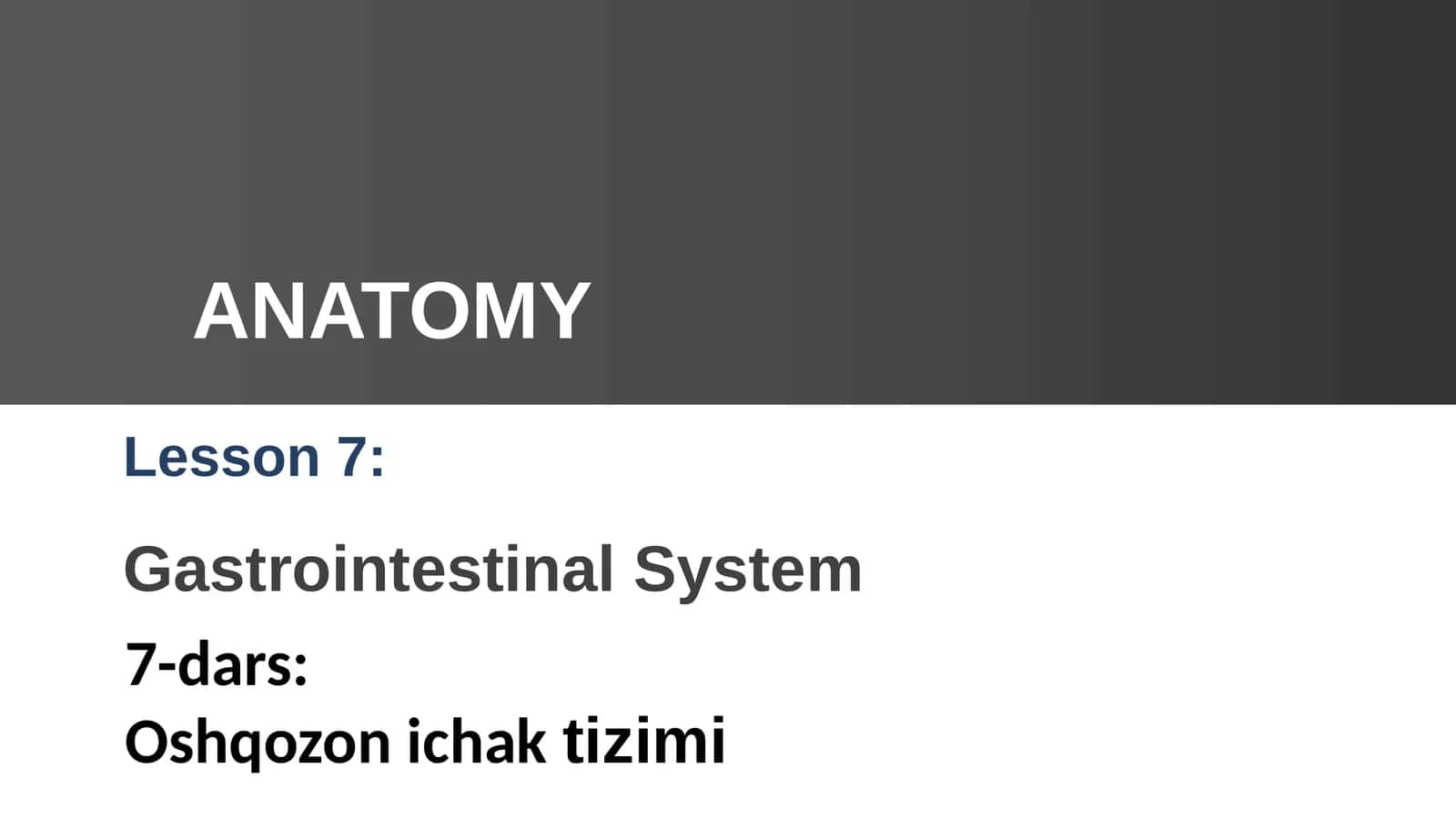 Gastrointestinal System