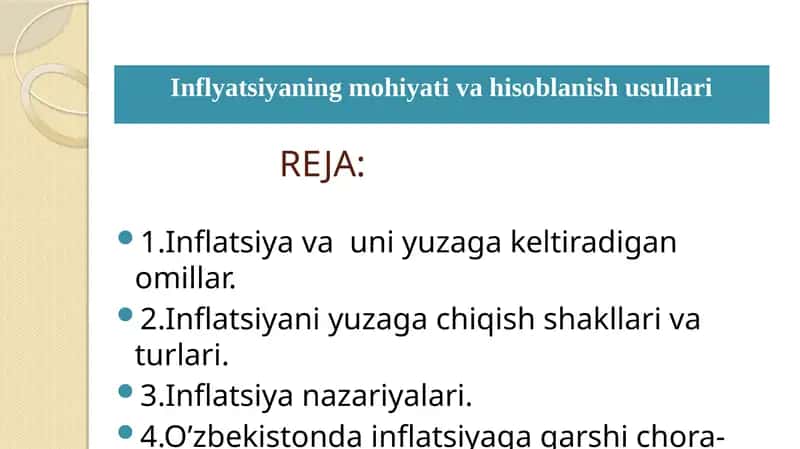 Inflatsiya va uning turlari