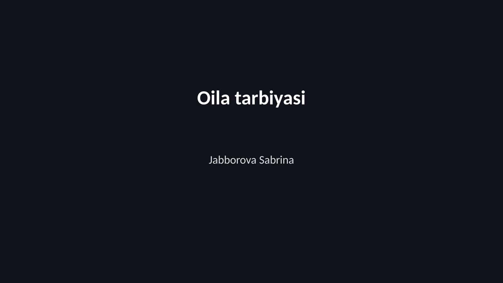 Oila tarbiyasi
