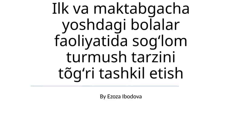 Sog'lom turmush tarzi