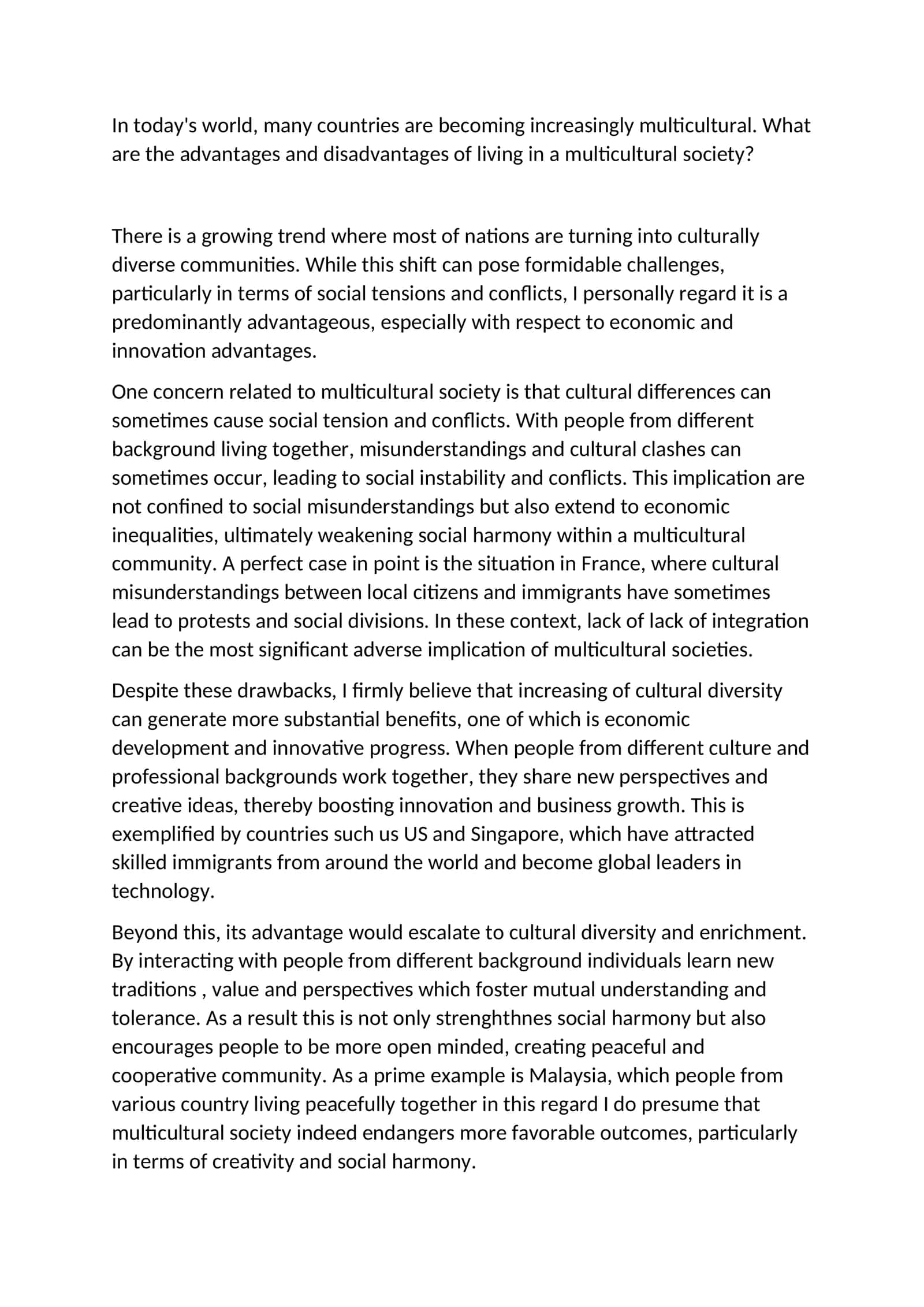 Advantages and Disadvantages of Living in a Multicultural Society
