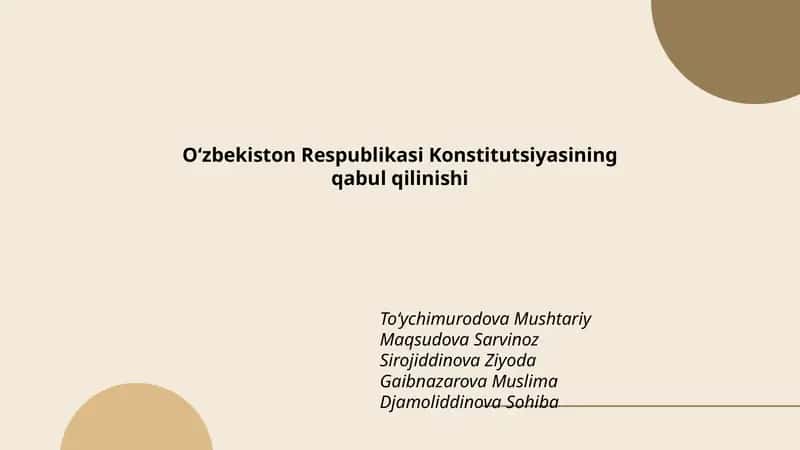 Oʻzbekiston Respublikasi Konstitutsiyasining qabul qilinishi