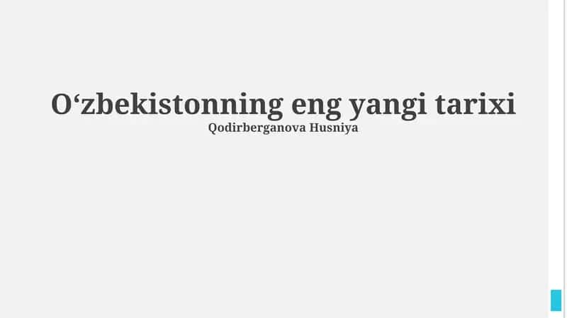 O'zbekistonning eng yangi tarixi