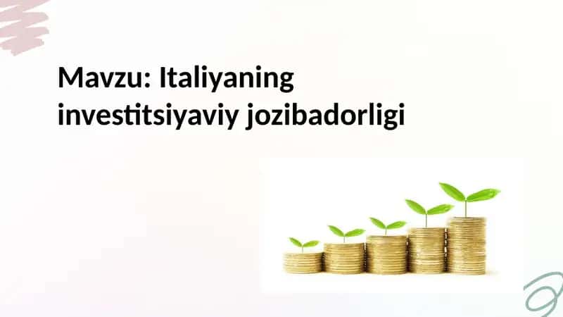Italiya  xorijiy investitsiyalar taqdimot