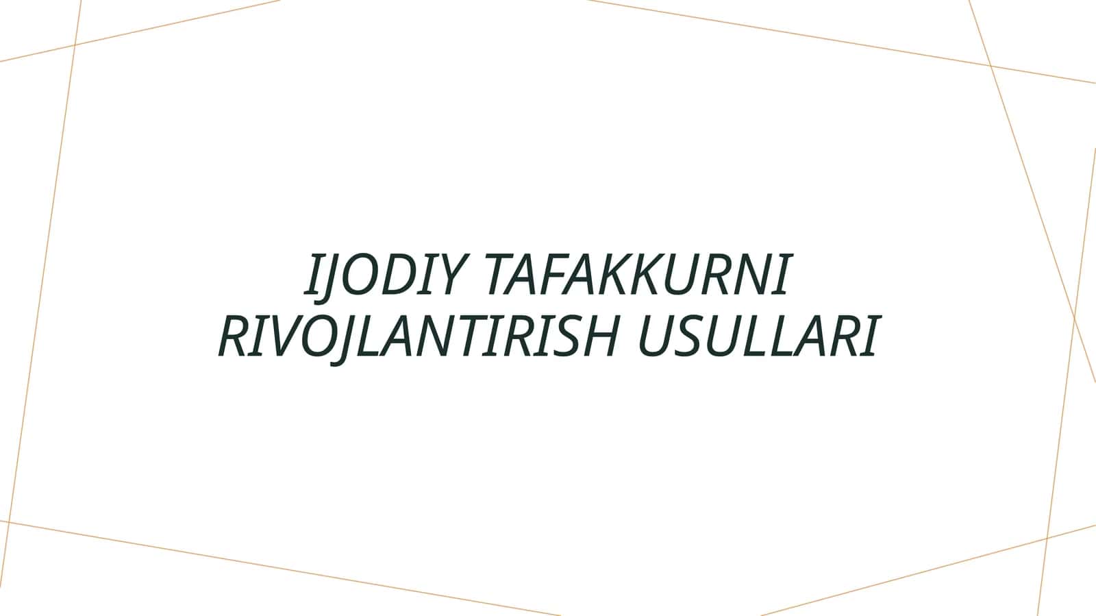 Ijodiy Tafakkur